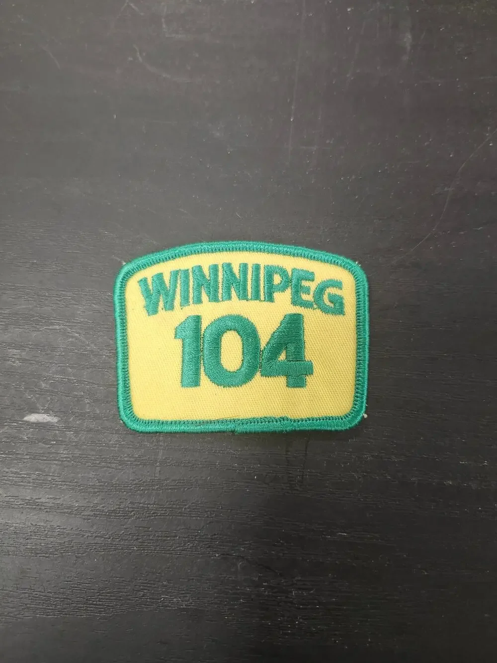 Vintage Winnipeg 104 Patch Green Yellow Embroidered Scout or Cub Emblem Canada